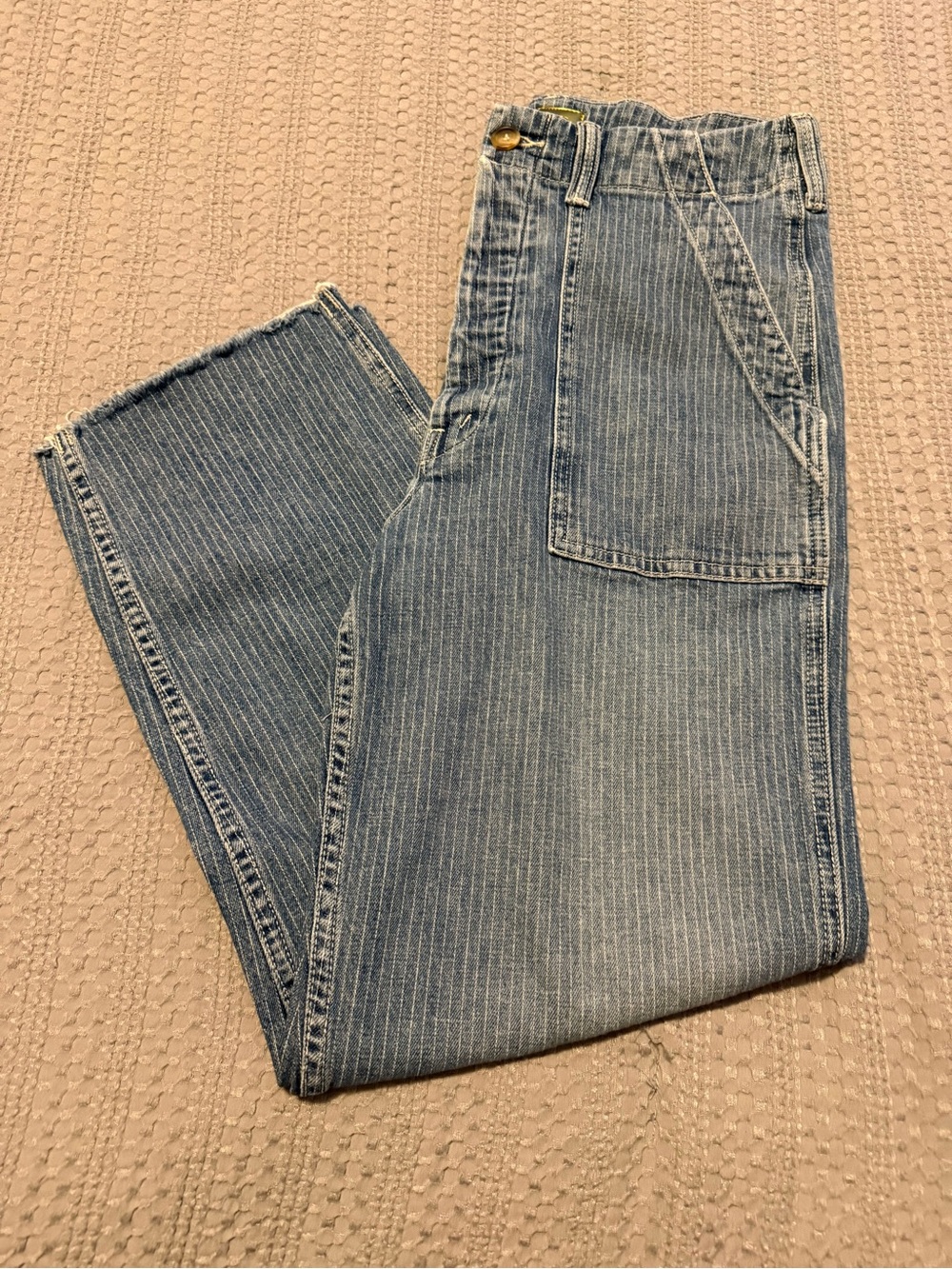 MOTHER On The Right Track Wide Leg Ankle Jeans Patch Pockets